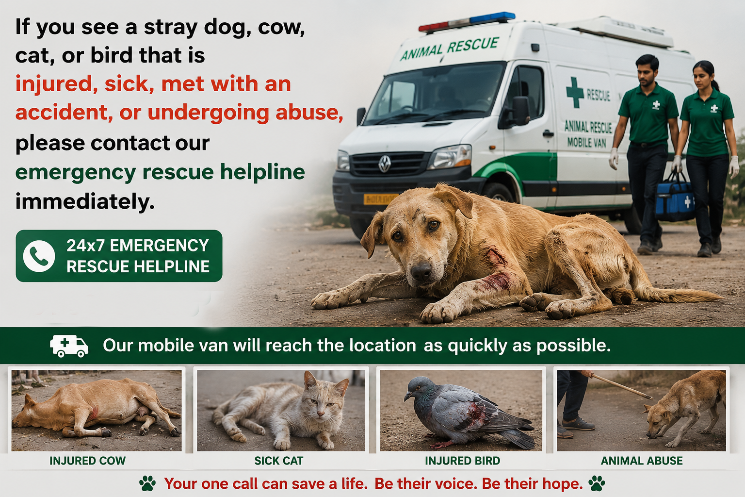 Injured Animal Care emergency illustration